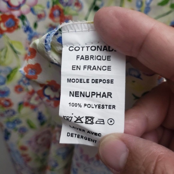 Cottonade Sheath Dress 36/Med Multicolor Flutter Sleeves Fit Flare Midi V-neck - Picture 8 of 8